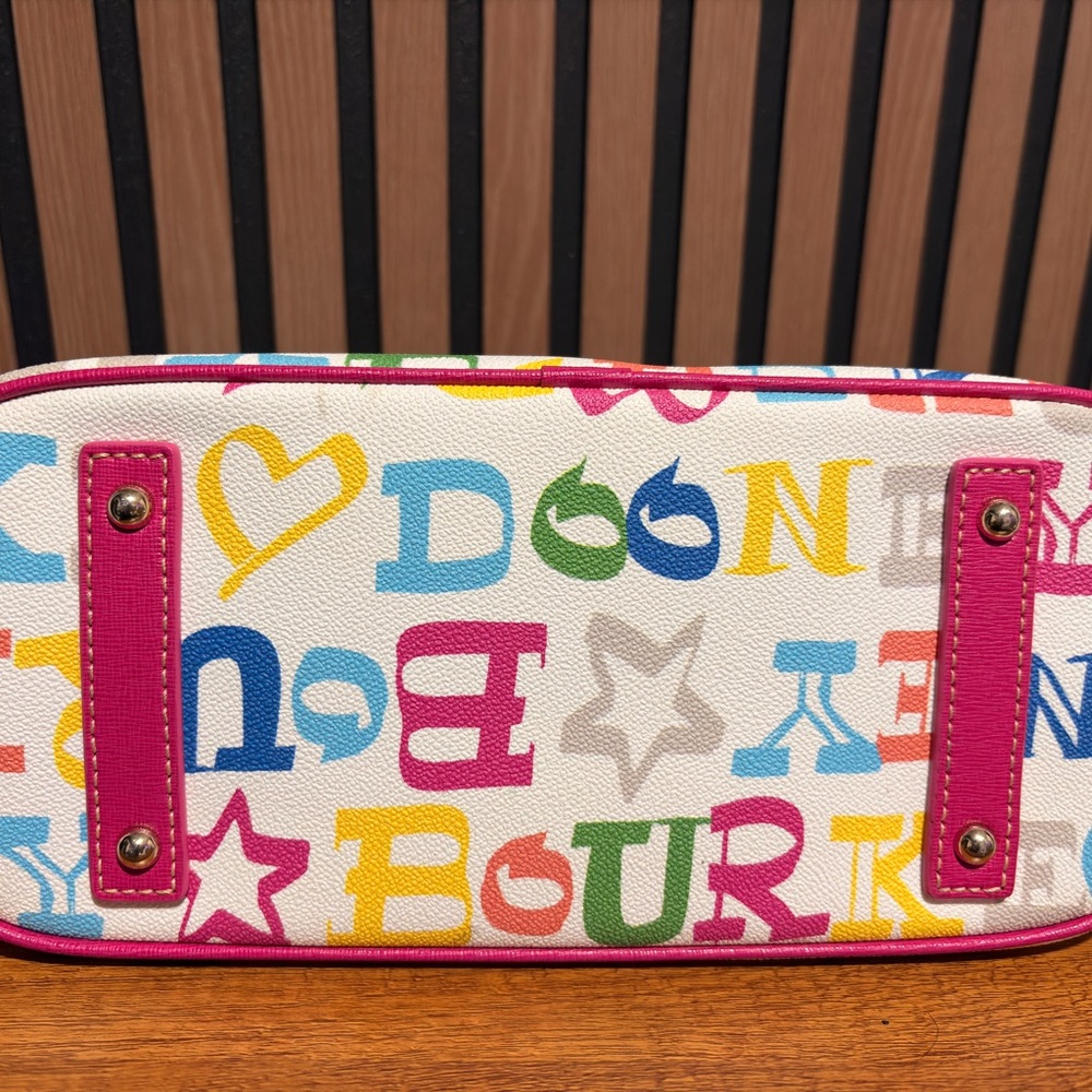 Dooney & Bourke Colorful Lettered Satchel with Pink Accents - Picture 8 of 9